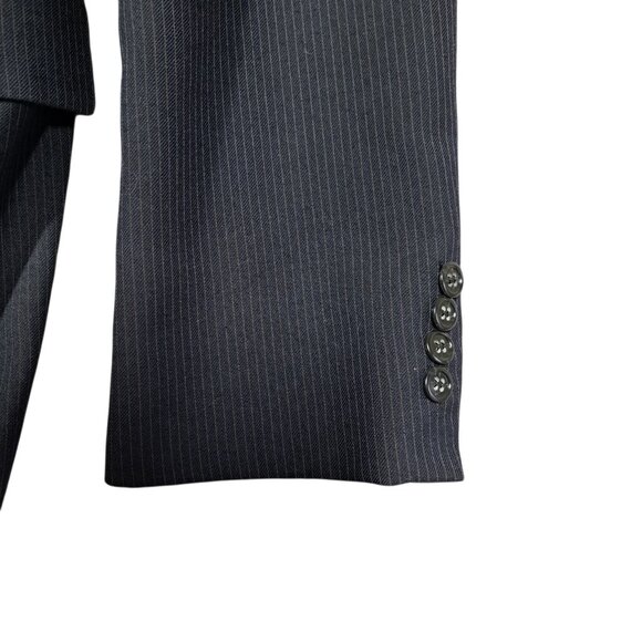 Vintage Pierre Cardin Mens 3-Piece Navy Suit 42R 36x34 Pinstripe Blue Wool 1980s - Picture 6 of 14
